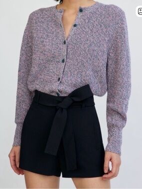 Wilfred Black High Waist New Tie Front Belted Shorts size 6